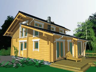 Fertighaus Juri von BayernBlock Ausbauhaus ab 140900€, Blockhaus Außenansicht 1