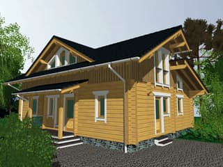 Fertighaus Juri von BayernBlock Ausbauhaus ab 140900€, Blockhaus Außenansicht 2