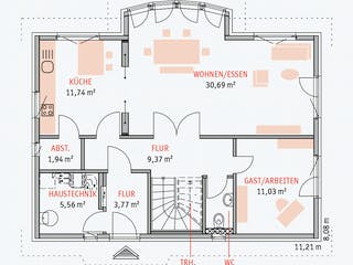 Fertighaus Kamen von STREIF Haus, Satteldach-Klassiker Grundriss 1