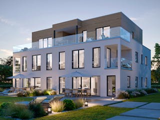 Fertighaus Mehrfamilienhaus More 5.1 von KAMPA - Mehrfamilienhäuser Schlüsselfertig ab 1741042€, Cubushaus Außenansicht 1