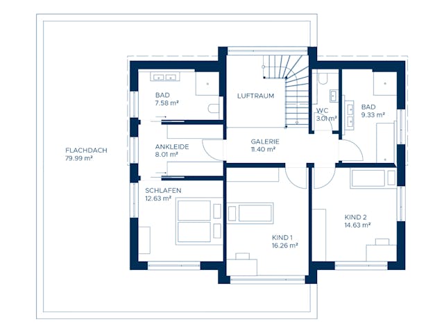 Fertighaus Concept 2 von KAMPA Schlüsselfertig ab 634731€, Satteldach-Klassiker Grundriss 2