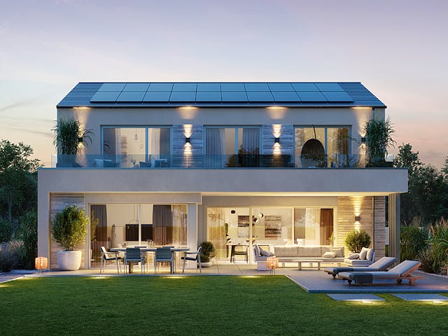 Fertighaus Concept 3 von KAMPA Schlüsselfertig ab 623637€, Satteldach-Klassiker Außenansicht 1