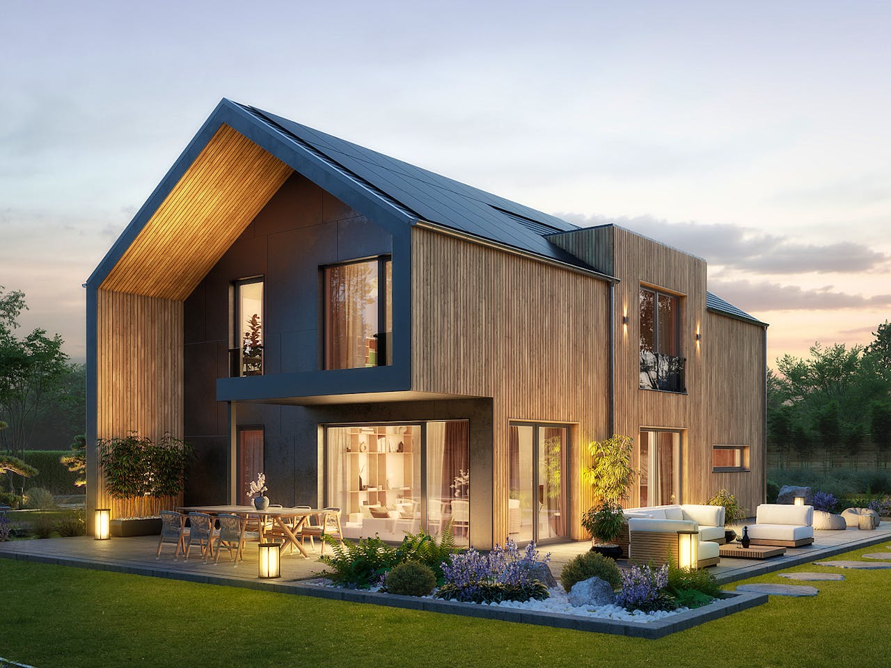 Fertighaus Concept 5 von KAMPA Schlüsselfertig ab 598464€, Satteldach-Klassiker Außenansicht 1