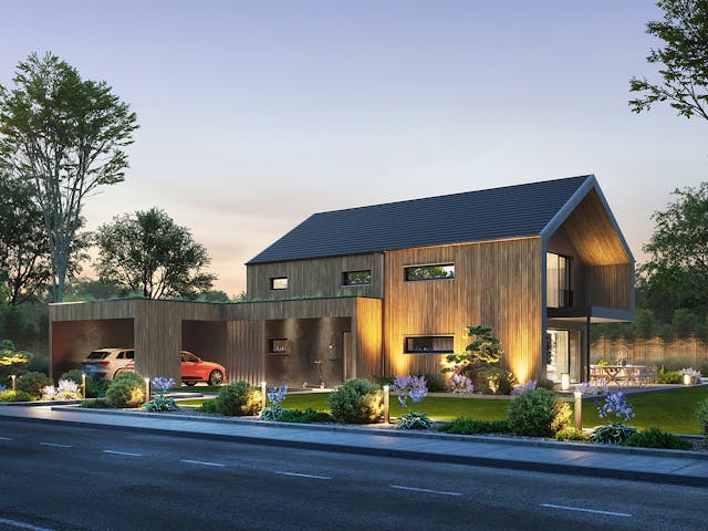 Fertighaus Concept 5 von KAMPA Schlüsselfertig ab 598464€, Satteldach-Klassiker Außenansicht 2