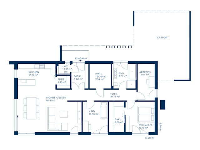 Fertighaus Concept 6 von KAMPA Schlüsselfertig ab 515919€, Bungalow Grundriss 1 Fertighaus Concept 6 von KAMPA Schlüsselfertig ab 515919€, Bungalow Grundriss 1