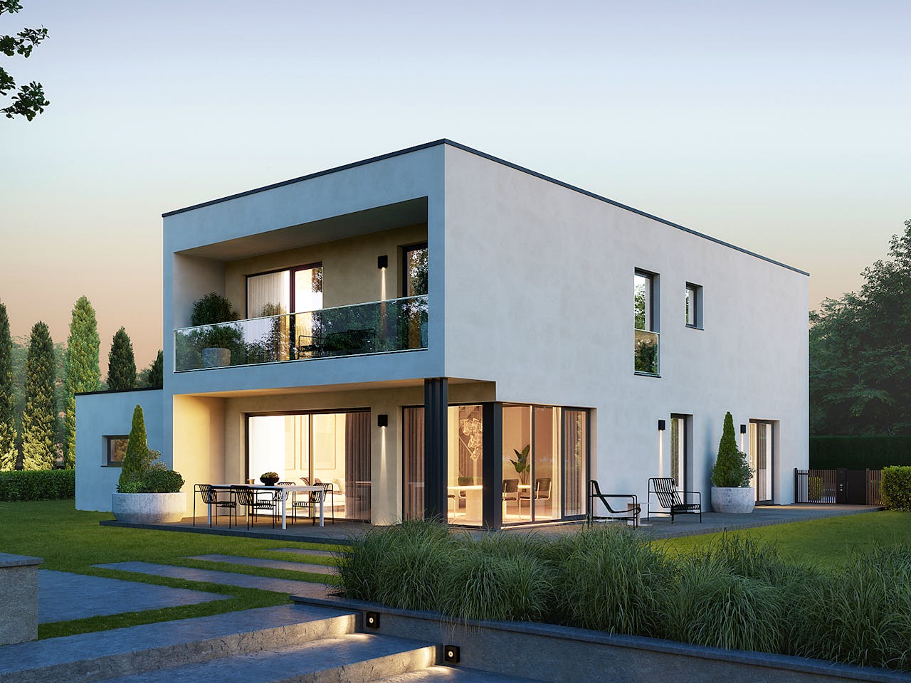 Fertighaus Concept 7 von KAMPA Schlüsselfertig ab 707900€, Cubushaus Außenansicht 1