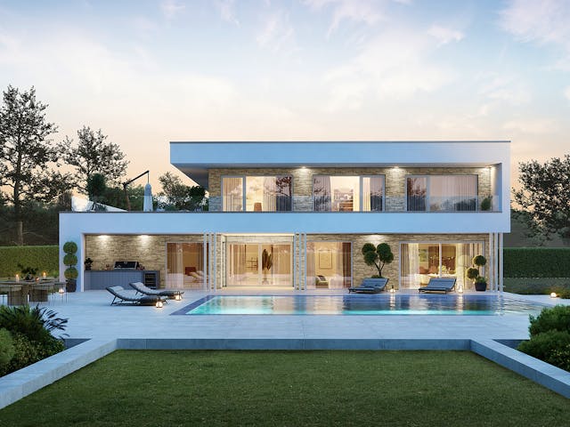 Fertighaus Concept 8 von KAMPA Schlüsselfertig ab 1114890€, Cubushaus Außenansicht 1