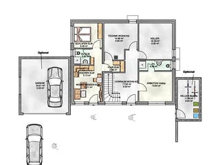 Fertighaus Einfamilienhaus mit Einliegerwohnung - Hanglage von KAMPA Schlüsselfertig ab 550000€, Grundriss 1