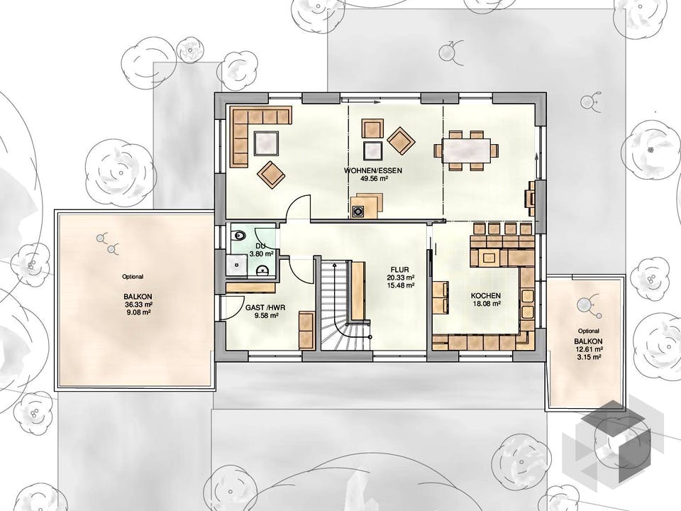 Einfamilienhaus mit Einliegerwohnung - Hanglage von KAMPA Grundriss