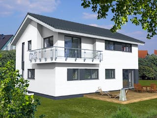 Fertighaus Mehrgenerationenhaus von KAMPA Schlüsselfertig ab 650000€, Satteldach-Klassiker Außenansicht 1