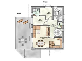 Fertighaus Mehrgenerationenhaus von KAMPA Schlüsselfertig ab 650000€, Satteldach-Klassiker Grundriss 1