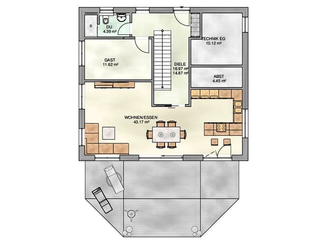 Fertighaus Einfamilienhaus Walmdach von KAMPA Schlüsselfertig ab 420000€, Stadtvilla Grundriss 1