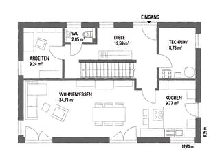 Fertighaus LANOS 1.1670 von KAMPA Schlüsselfertig ab 563034€, Satteldach-Klassiker Grundriss 1