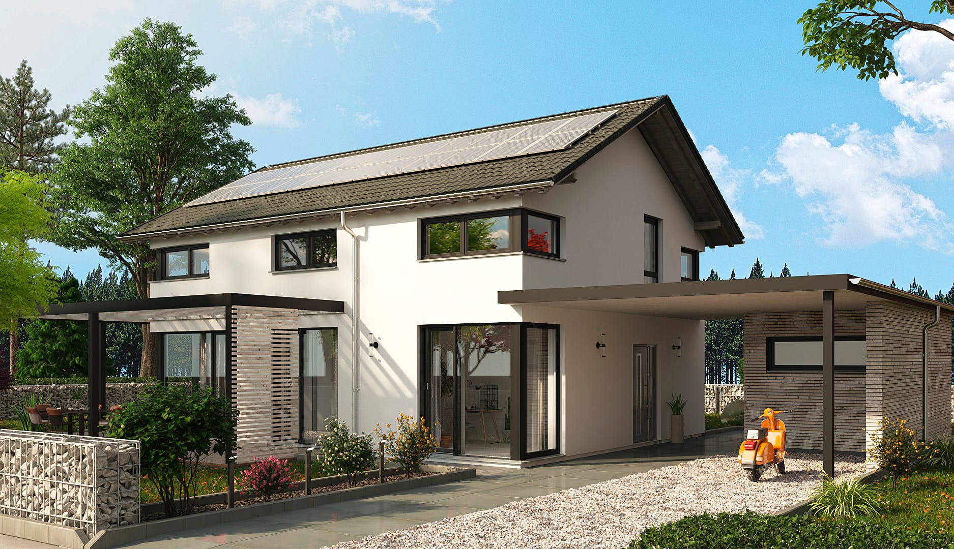 Fertighaus LANOS 2.1591 von KAMPA Schlüsselfertig ab 661236€, Satteldach-Klassiker Außenansicht 1