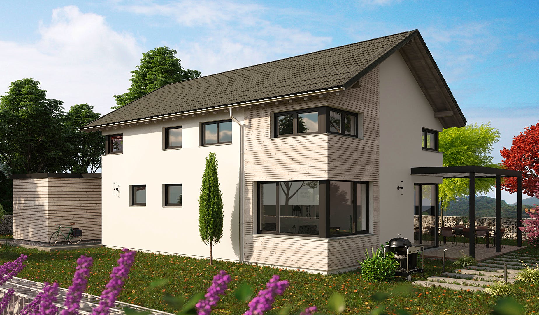 Fertighaus LANOS 2.1591 von KAMPA Schlüsselfertig ab 661236€, Satteldach-Klassiker Außenansicht 2