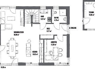 Fertighaus LANOS 2.1591 von KAMPA Schlüsselfertig ab 661236€, Satteldach-Klassiker Grundriss 1