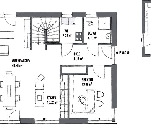 Fertighaus LANOS 2.1591 von KAMPA Schlüsselfertig ab 551931€, Satteldach-Klassiker Grundriss 1