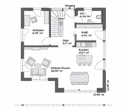 Fertighaus MAGOS 2.1570 von KAMPA Schlüsselfertig ab 565554€, Satteldach-Klassiker Grundriss 1