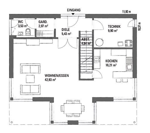Fertighaus SETROS 3.1720 von KAMPA Schlüsselfertig ab 565297€, Stadtvilla Grundriss 1