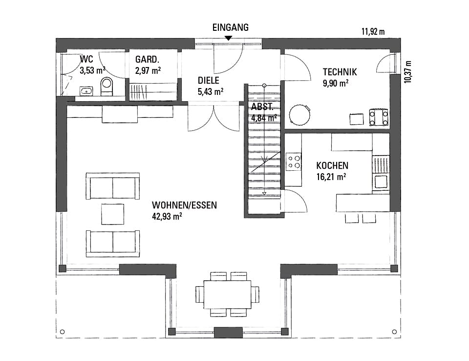 Fertighaus SETROS 3.1720 von KAMPA Schlüsselfertig ab 674404€, Stadtvilla Grundriss 1