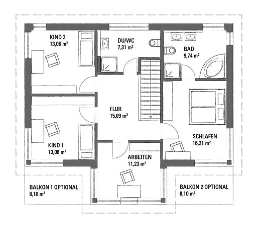 Fertighaus SETROS 3.1720 von KAMPA Schlüsselfertig ab 565297€, Stadtvilla Grundriss 2