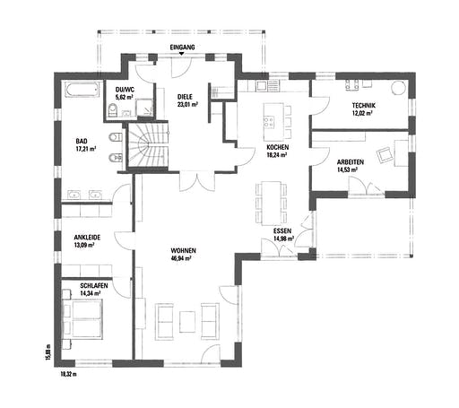 Fertighaus CLARON 1.1800 von KAMPA Schlüsselfertig ab 618126€, Stadtvilla Grundriss 1