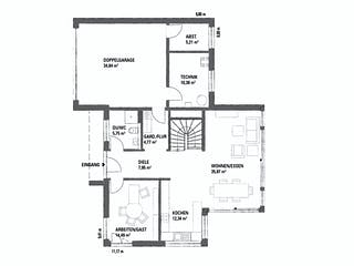 Fertighaus LANOS 2.1460 von KAMPA Schlüsselfertig ab 691931€, Satteldach-Klassiker Grundriss 1