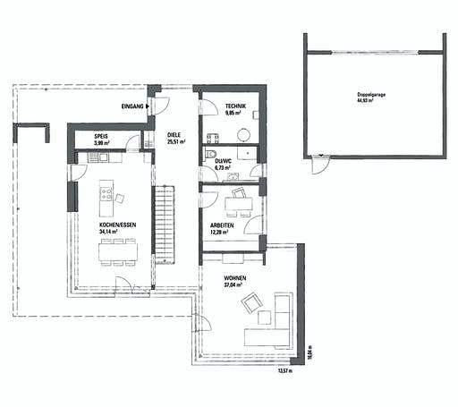 Fertighaus KUBOS 1.2520 von KAMPA Schlüsselfertig ab 1045350€, Cubushaus Grundriss 1
