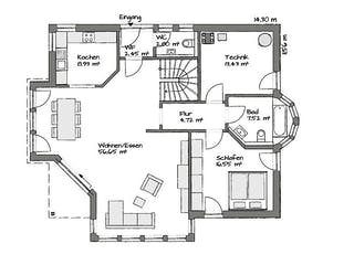 Fertighaus MAGOS - MH Mannheim von KAMPA Schlüsselfertig ab 774981€, Satteldach-Klassiker Grundriss 1