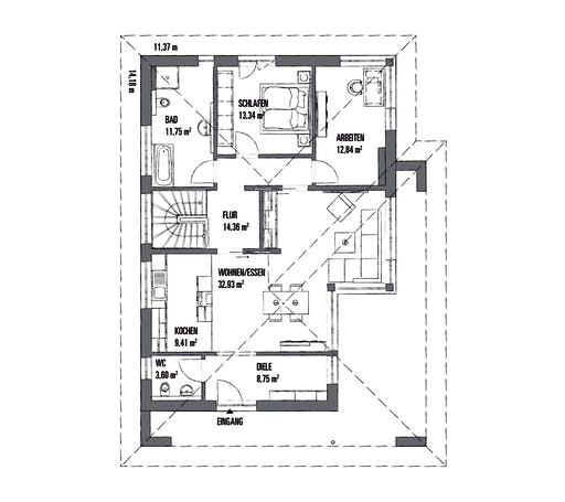 Fertighaus CLARON 1.1090 von KAMPA Schlüsselfertig ab 682746€, Bungalow Grundriss 1