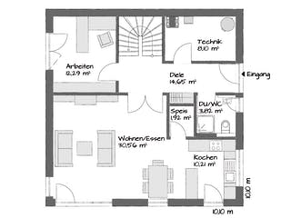 Fertighaus SETROS 1.1621 von KAMPA Schlüsselfertig ab 571584€, Stadtvilla Grundriss 1