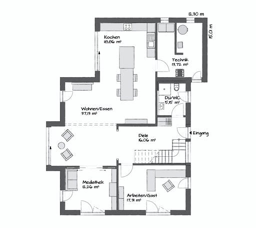 Fertighaus SETROS 3.2010 von KAMPA Schlüsselfertig ab 658623€, Stadtvilla Grundriss 1
