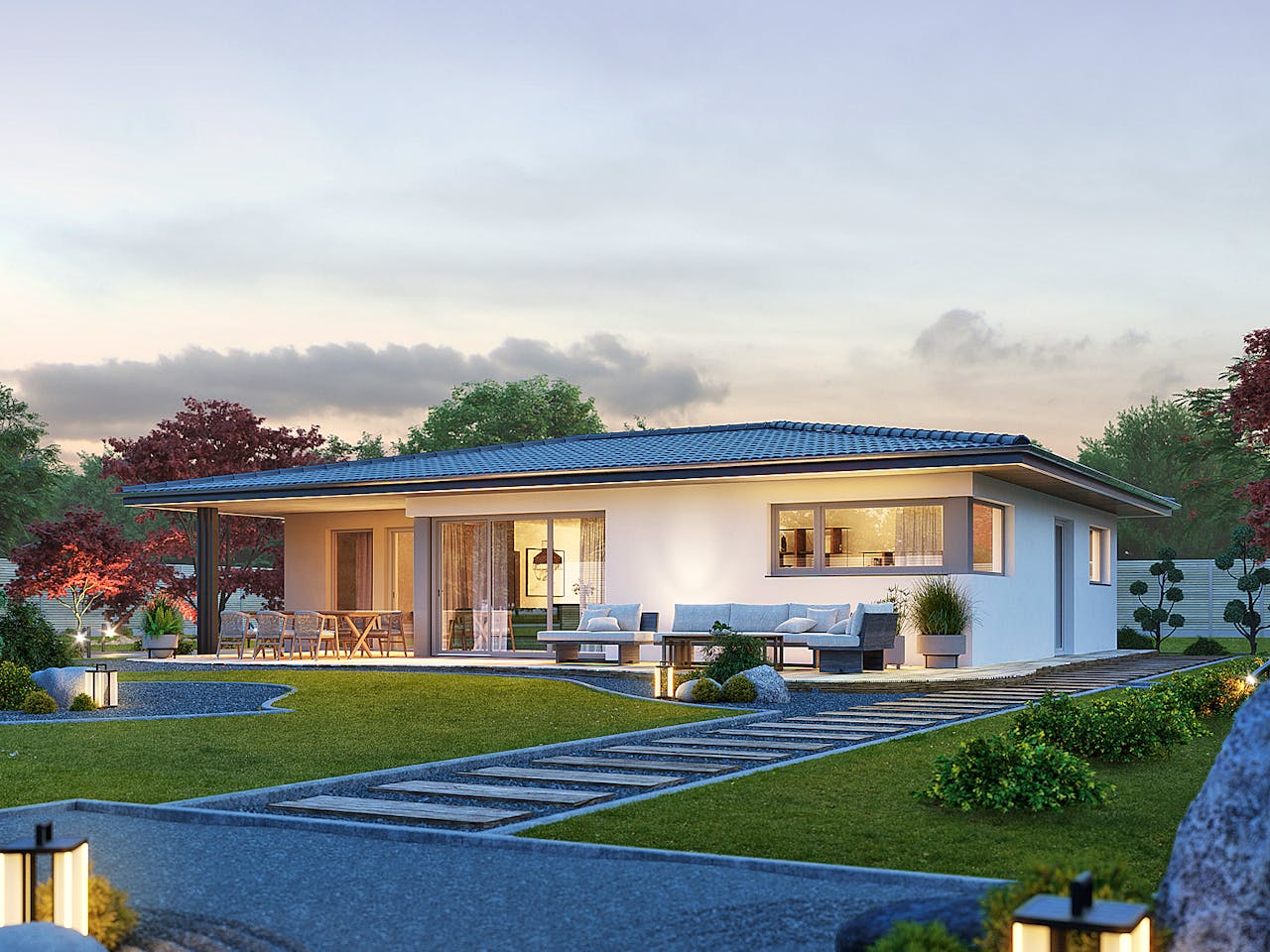 Fertighaus Signature C108 von KAMPA Schlüsselfertig ab 457103€, Bungalow Außenansicht 1