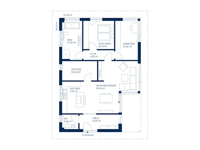 Fertighaus Signature C108 von KAMPA Schlüsselfertig ab 457103€, Bungalow Grundriss 1 Fertighaus Signature C108 von KAMPA Schlüsselfertig ab 457103€, Bungalow Grundriss 1