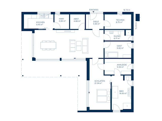 Fertighaus Signature C138 von KAMPA Schlüsselfertig ab 622444€, Bungalow Grundriss 1 Fertighaus Signature C138 von KAMPA Schlüsselfertig ab 622444€, Bungalow Grundriss 1