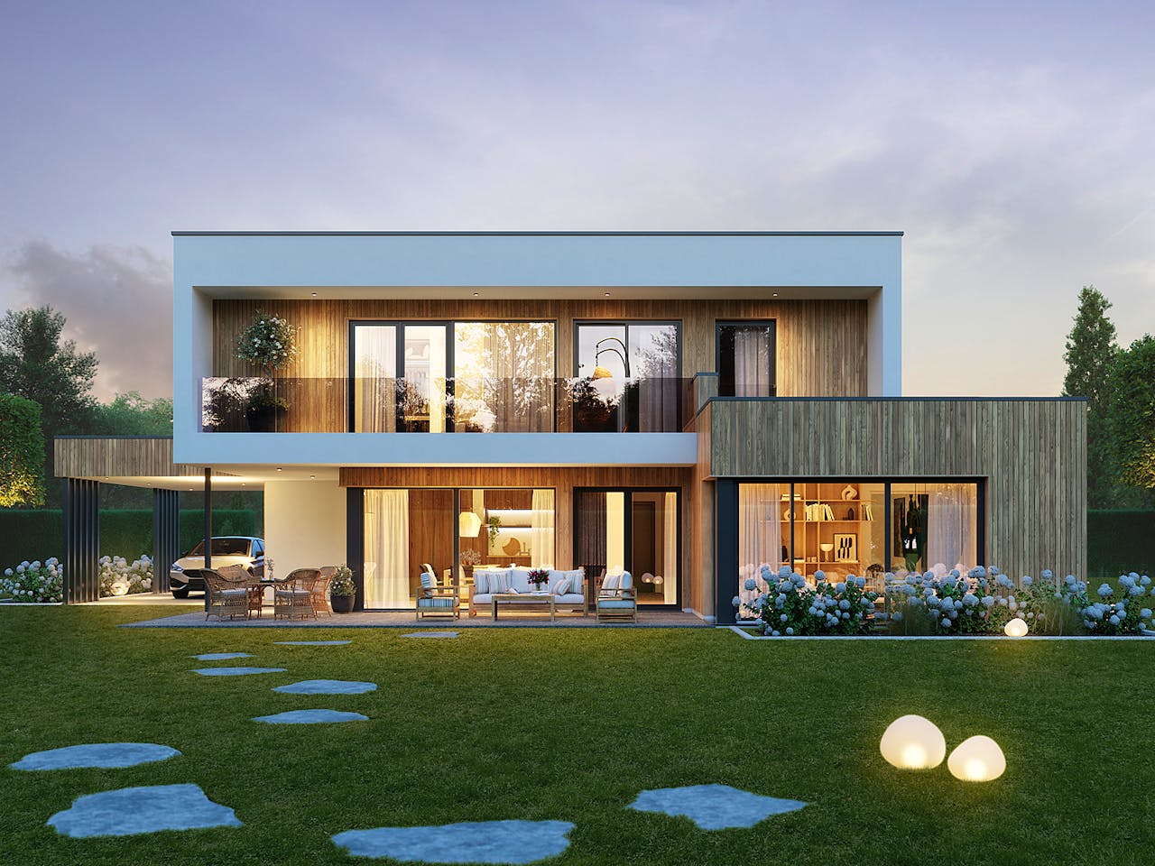 Fertighaus Signature K186 von KAMPA Schlüsselfertig ab 755939€, Cubushaus Außenansicht 1