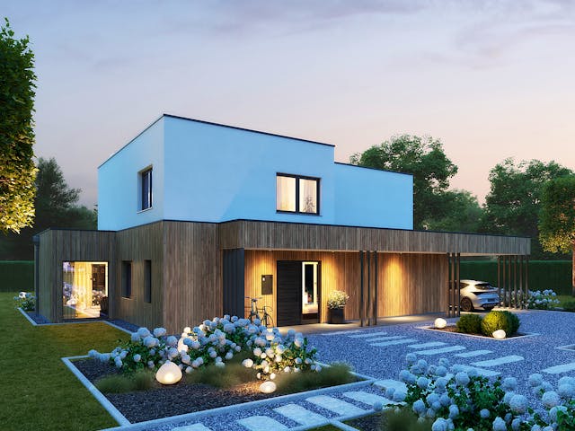 Fertighaus Signature K186 von KAMPA Schlüsselfertig ab 755939€, Cubushaus Außenansicht 2