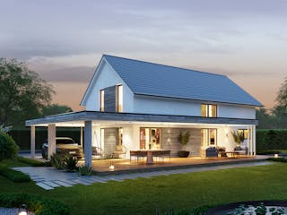Fertighaus Signature L168 von KAMPA Schlüsselfertig ab 527856€, Satteldach-Klassiker Außenansicht 1