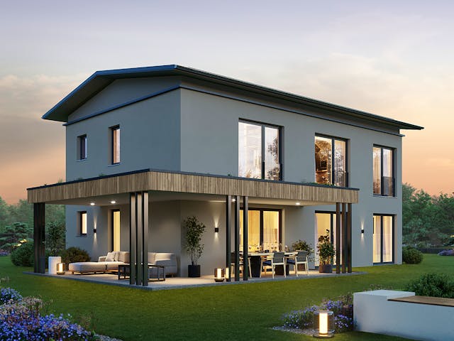 Fertighaus Signature L170 von KAMPA Schlüsselfertig ab 606152€, Stadtvilla Außenansicht 1