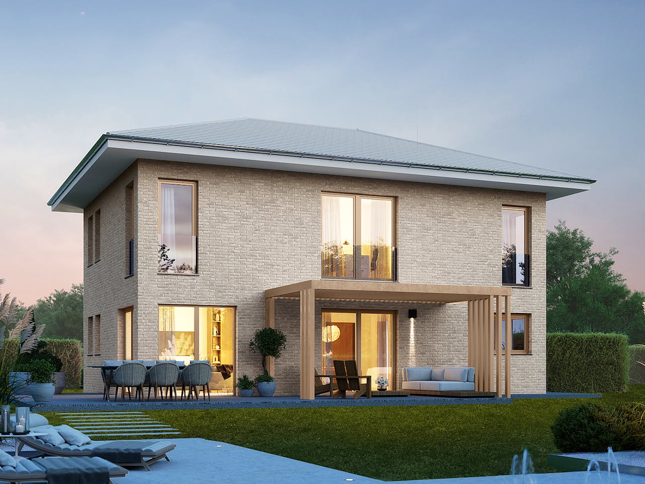 Fertighaus Signature S152 von KAMPA Schlüsselfertig ab 547537€, Stadtvilla Außenansicht 1