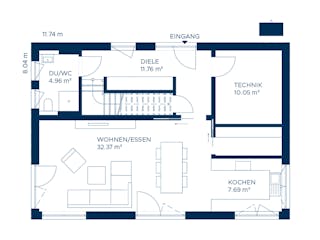 Fertighaus Signature S152 von KAMPA Schlüsselfertig ab 547537€, Stadtvilla Grundriss 1
