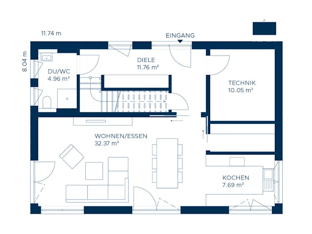Fertighaus Signature S152 von KAMPA Schlüsselfertig ab 547537€, Stadtvilla Grundriss 1