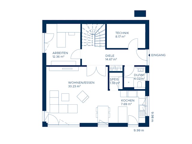 Fertighaus Signature S163 von KAMPA Schlüsselfertig ab 543058€, Stadtvilla Grundriss 1