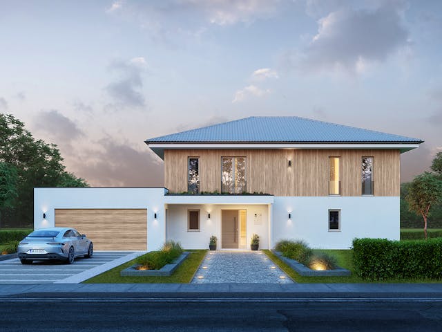 Fertighaus Signature S299 von KAMPA Schlüsselfertig ab 893671€, Stadtvilla Außenansicht 2