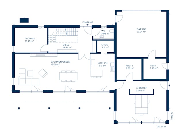 Fertighaus Signature S299 von KAMPA Schlüsselfertig ab 893671€, Stadtvilla Grundriss 1