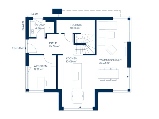 Fertighaus Signature T175 von KAMPA Schlüsselfertig ab 660928€, Satteldach-Klassiker Grundriss 1 Fertighaus Signature T175 von KAMPA Schlüsselfertig ab 660928€, Satteldach-Klassiker Grundriss 1