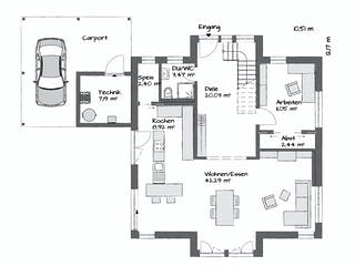 Fertighaus TRITOS 1.1730 von KAMPA Schlüsselfertig ab 636199€, Satteldach-Klassiker Grundriss 1