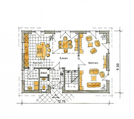 Fertighaus Svenja - MH Nordhorn von GUSSEK HAUS Schlüsselfertig ab 534600€, Satteldach-Klassiker Grundriss 1