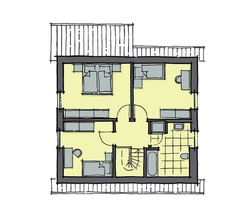 Fertighaus Kastanienallee - Var. 1 von GUSSEK HAUS Schlüsselfertig ab 269500€, Satteldach-Klassiker Grundriss 2