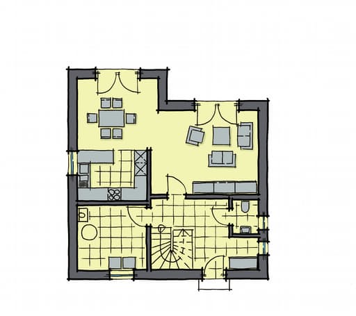 Fertighaus Kastanienallee - Var. 1 von GUSSEK HAUS Schlüsselfertig ab 269500€, Satteldach-Klassiker Grundriss 1
